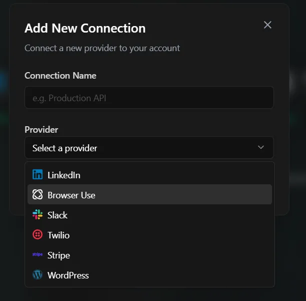 Add Connection Modal